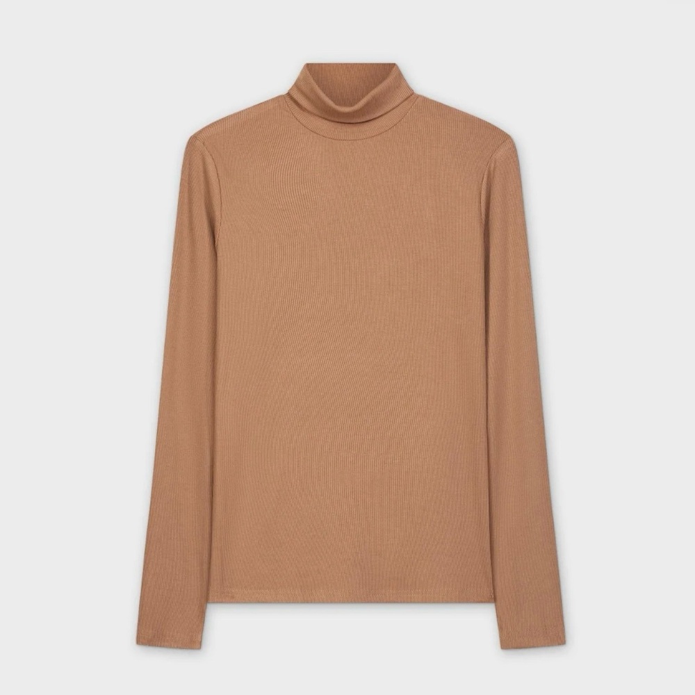 JOIE Modal Sleek Fit Ribbed Long Sleeve Lightweight Turtleneck Sweater